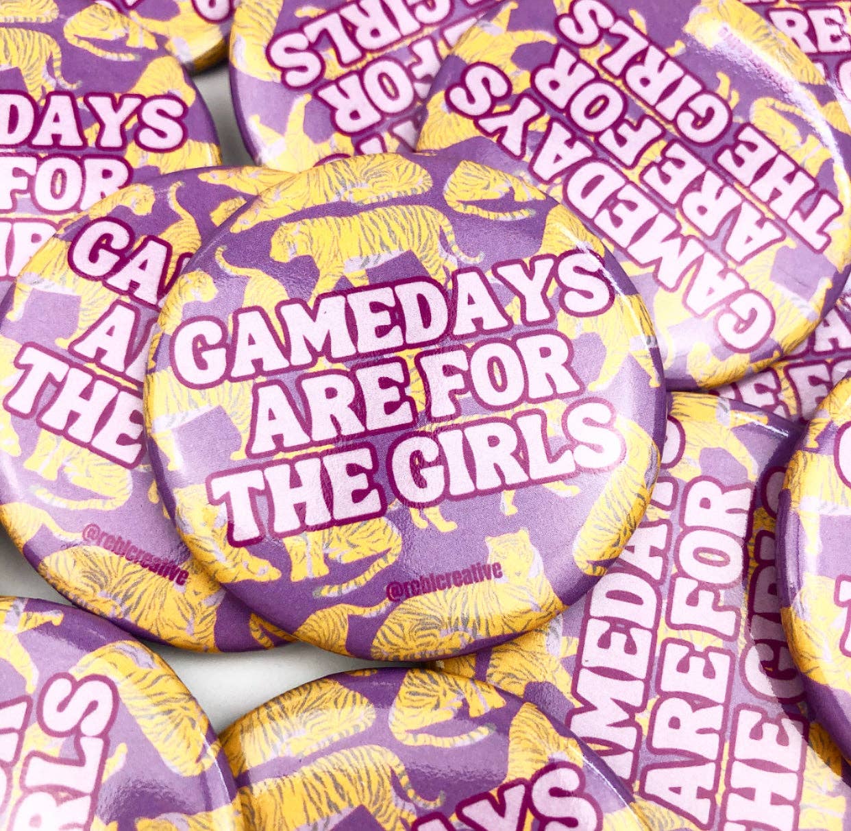 Gameday Girls - Purple & Gold Tigers - Game Day Button