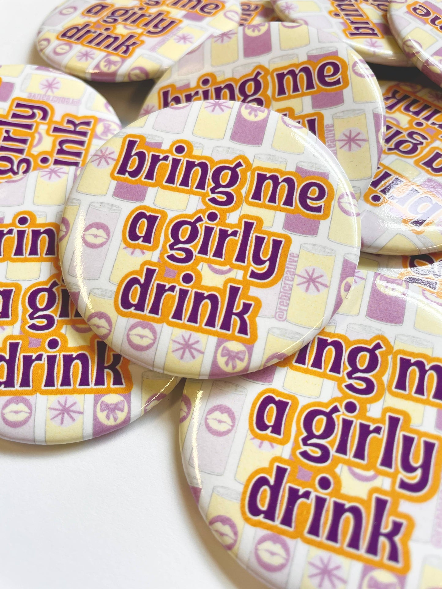 Girly Drink - Purple & Yellow - Game Day Button