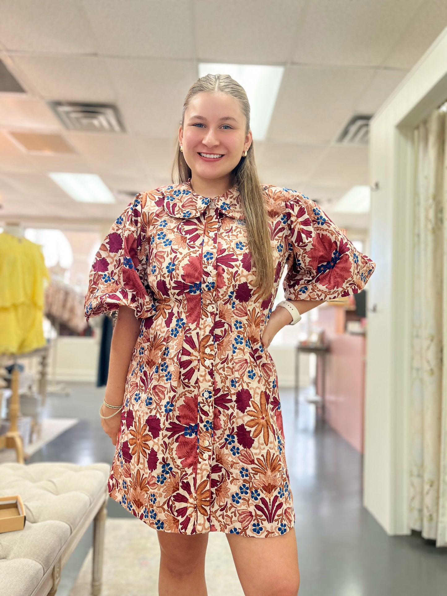 Ruby Floral Print Cotton Shift Dress
