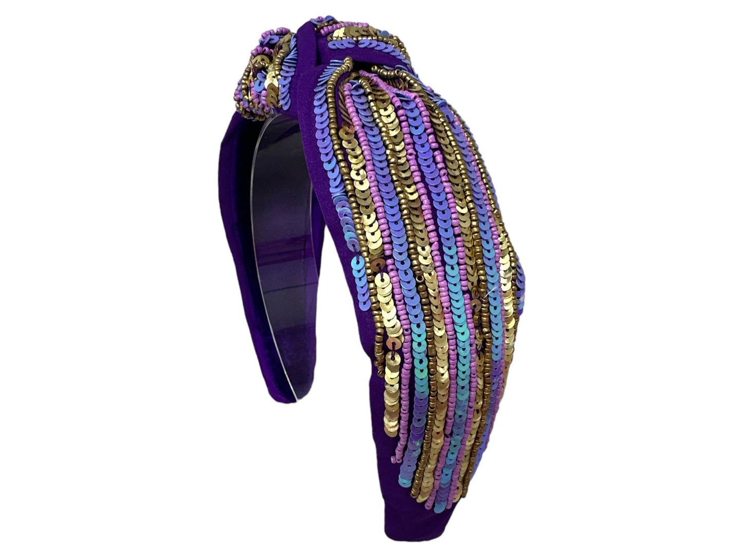 Sequin Stripe Purple and Gold Headband