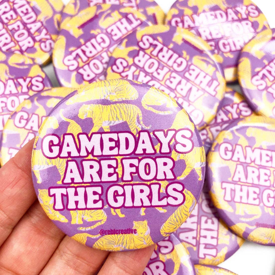 Gameday Girls - Purple & Gold Tigers - Game Day Button