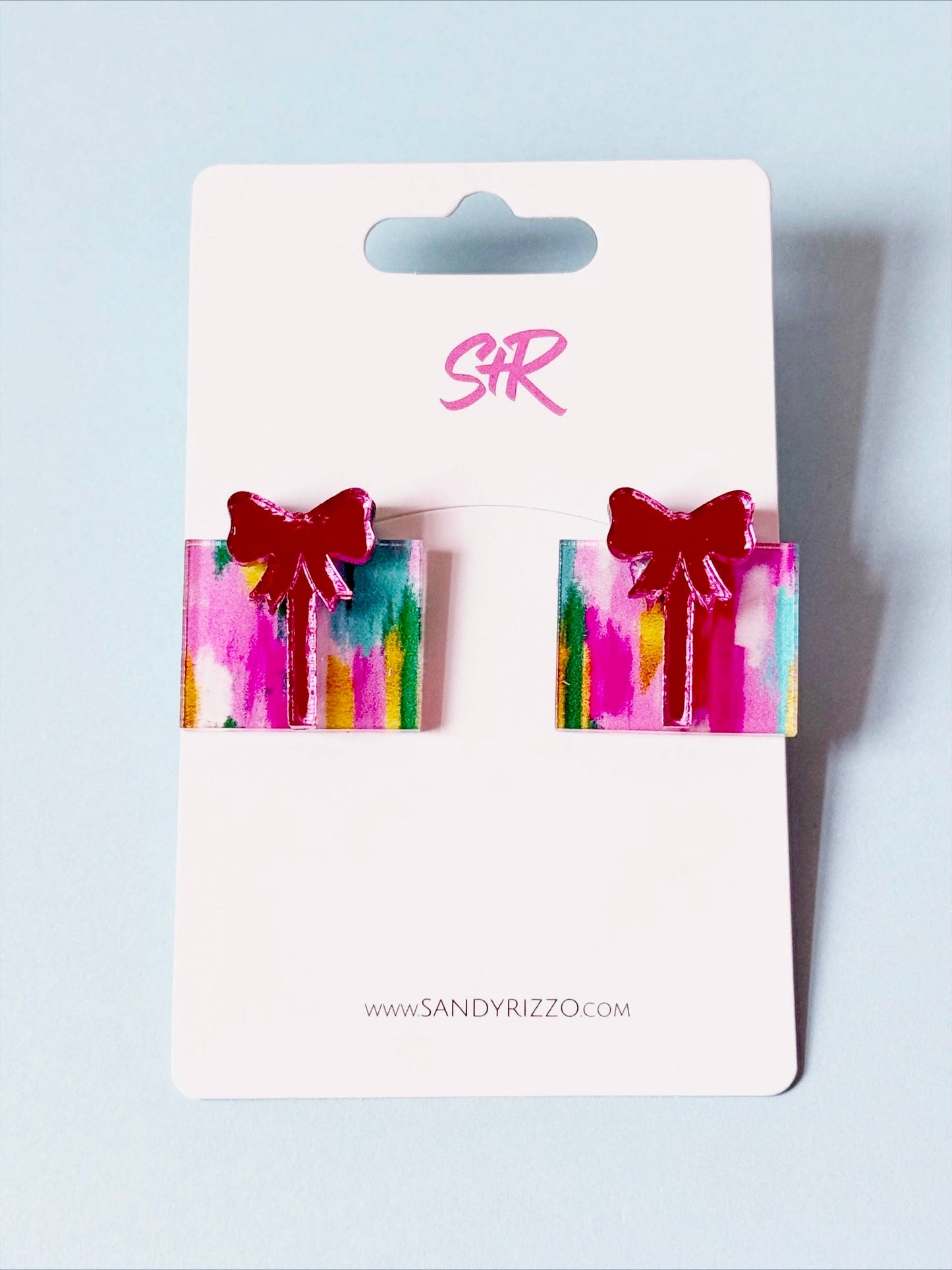 Color Play Acrylic Christmas Present Stud Earring
