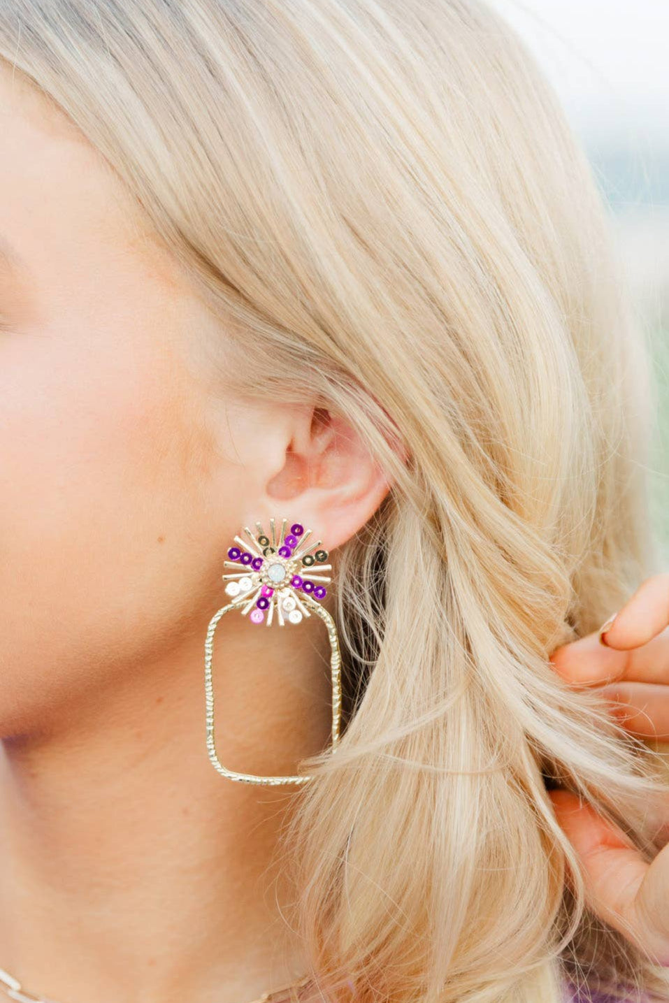 Gameday Sequin Sunburst Hoops