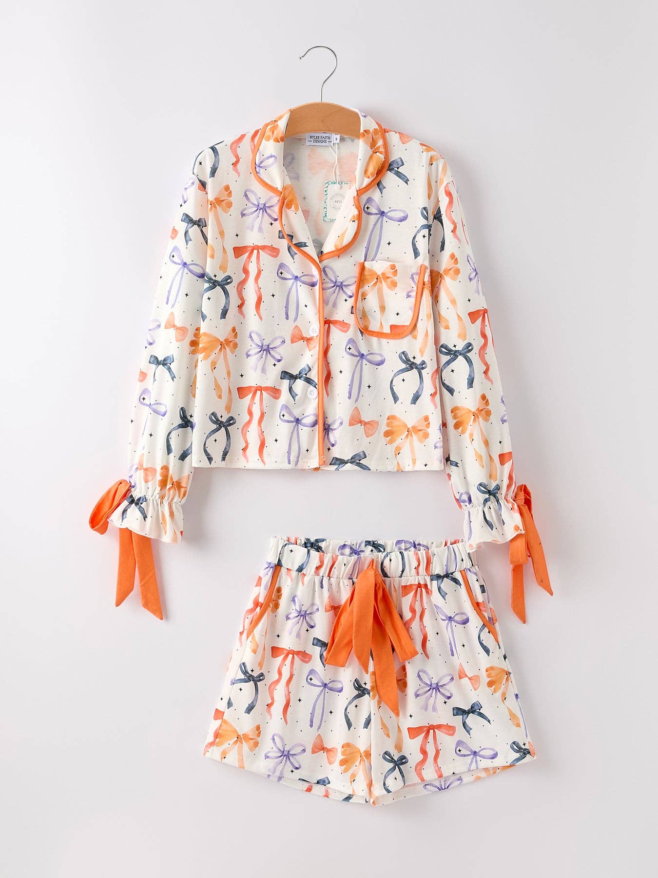 Halloween Bow Print Pajama Set