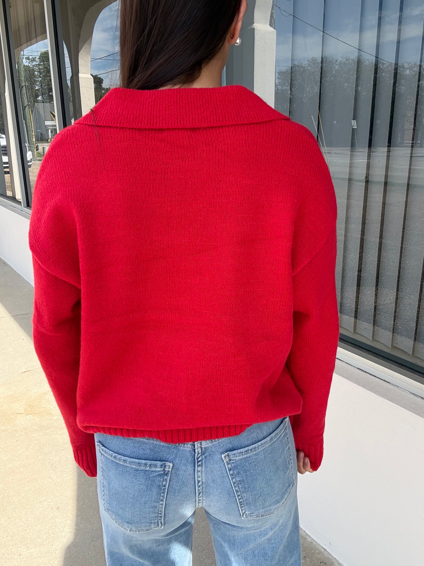 Merry Red Collar Sweatshirt