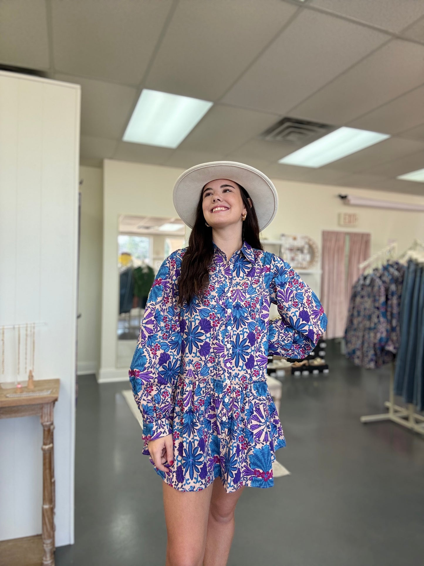 Blue Hues Long Sleeve Dress