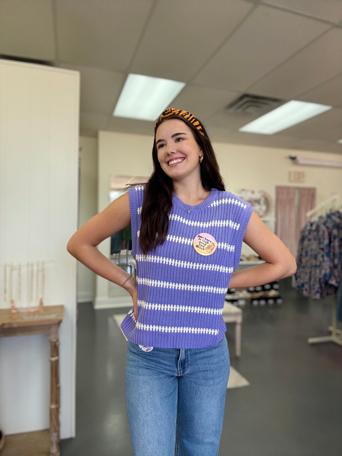 Purple & White Stripe Top
