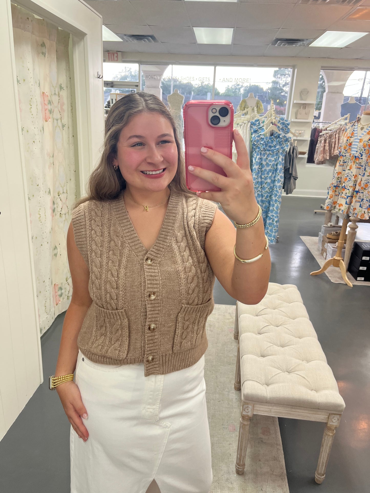 Detailed Mocha Sweater Vest