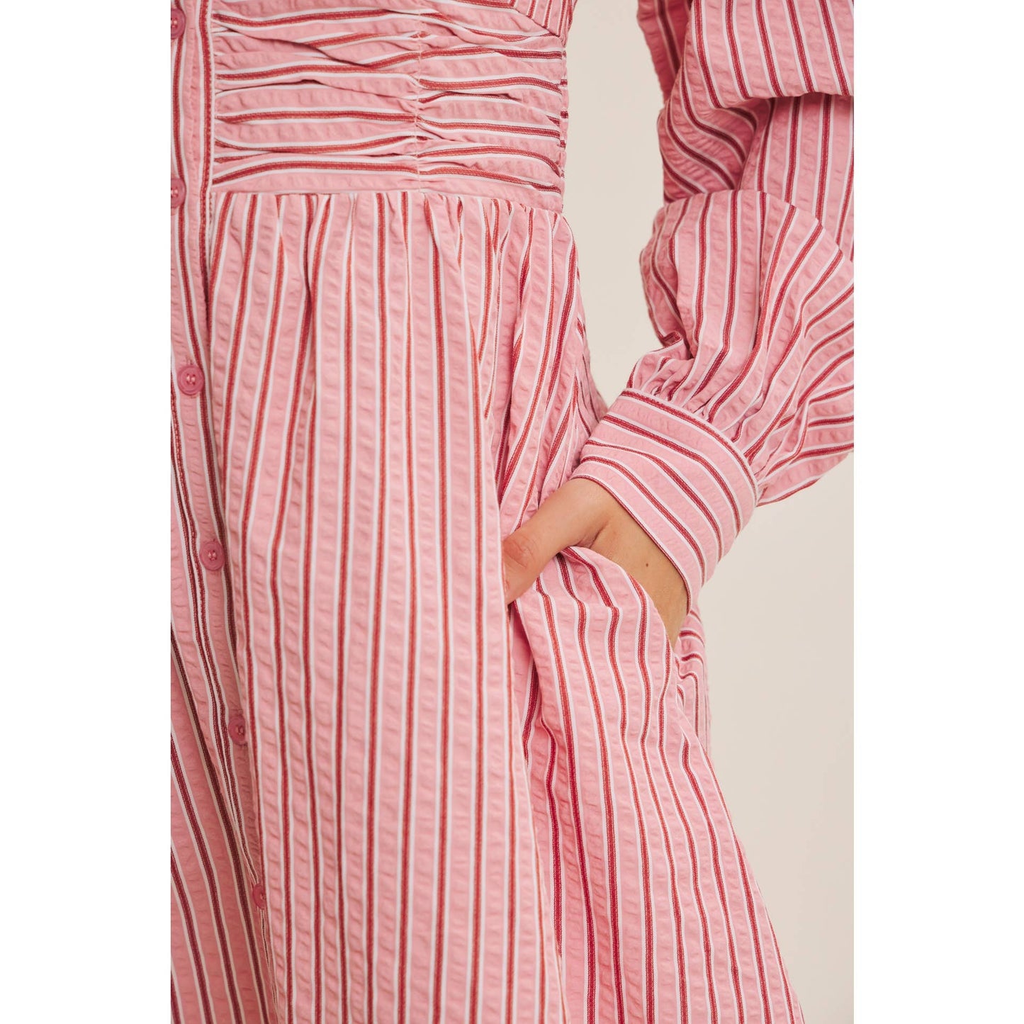 Cooler Days Strawberry Pink Stripe Dress