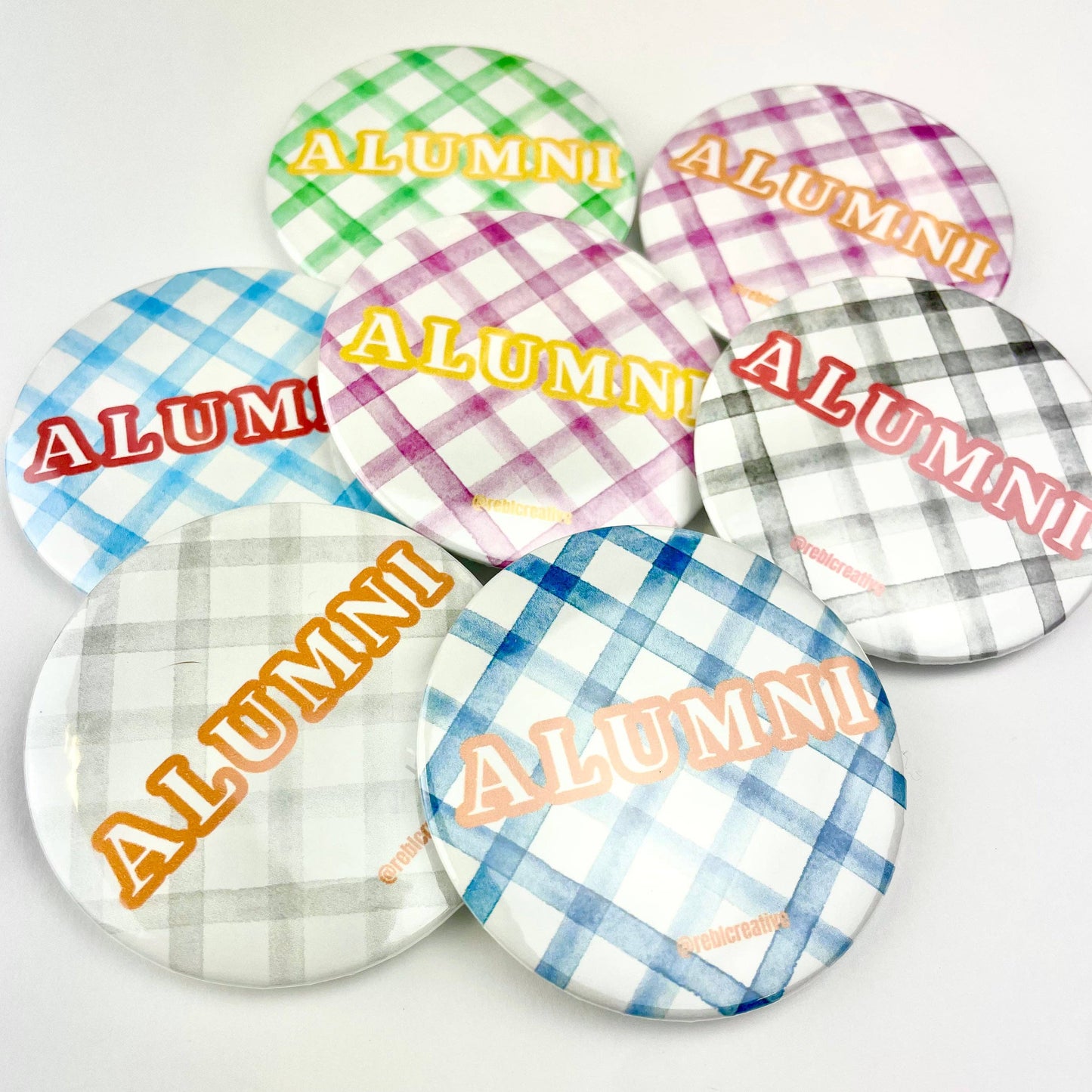 Alumni Gingham - Purple and Yellow - Game Day Button