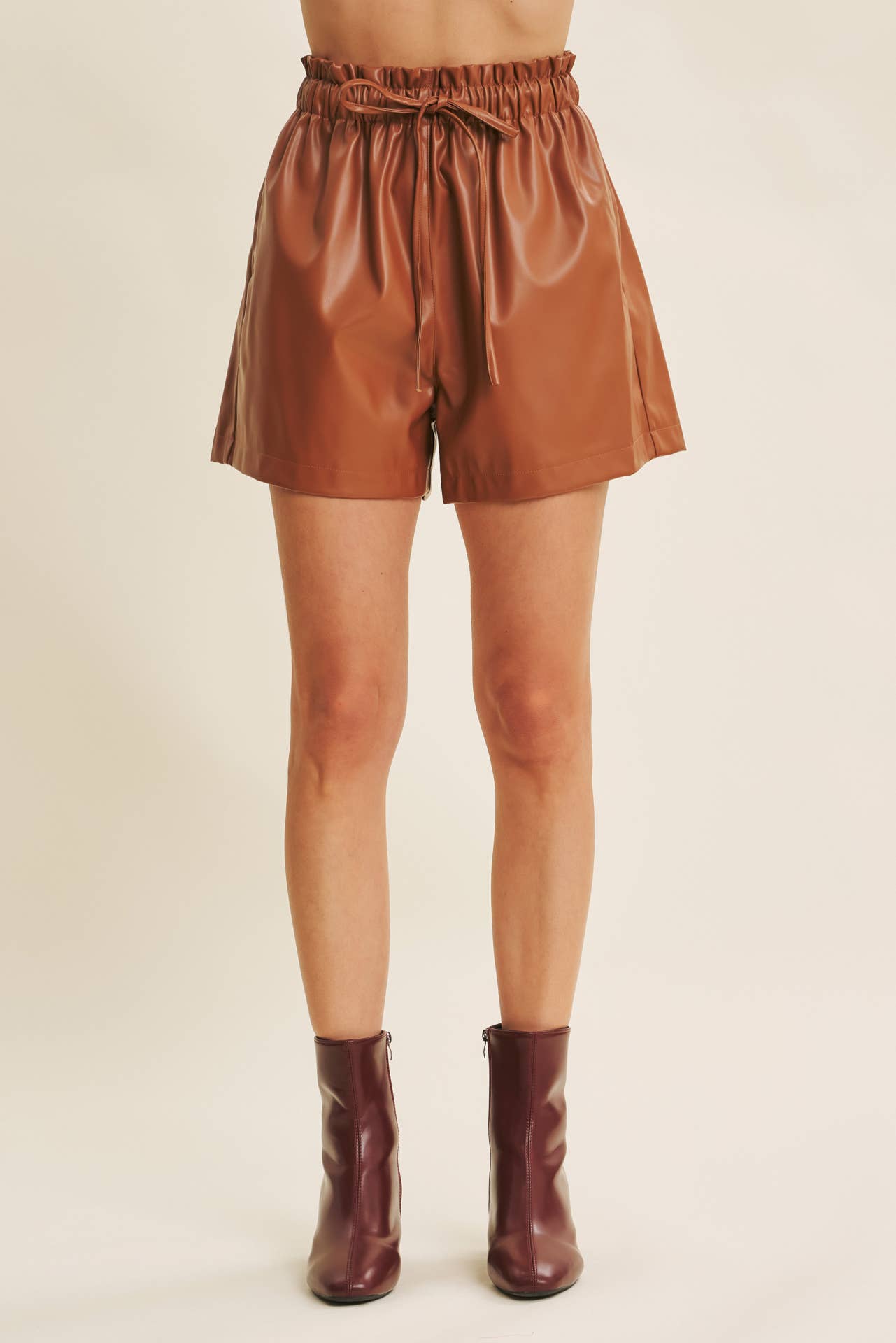 Chestnut Vegan Leather Shorts