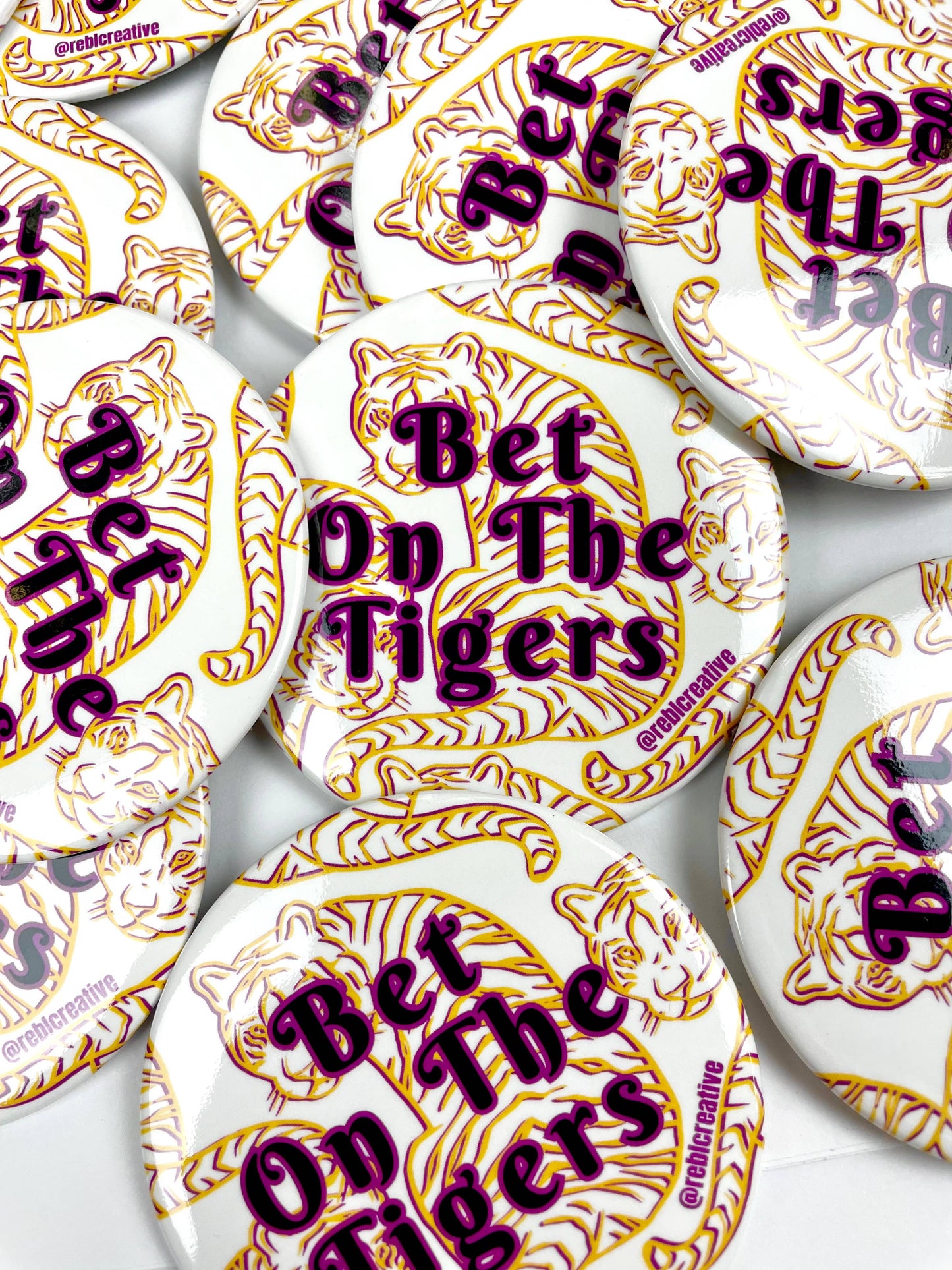 Bet On The Tigers - Purple and Yellow - Game Day Button