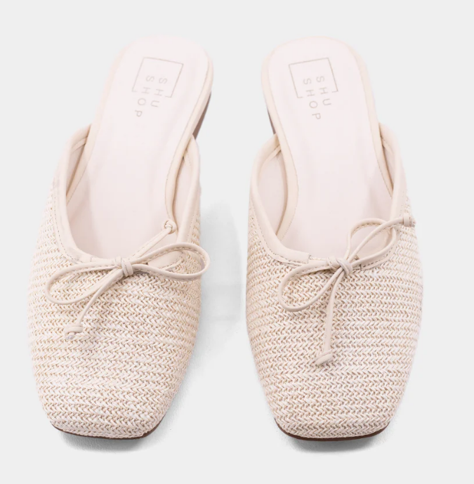 Bone Woven Slide Shoes