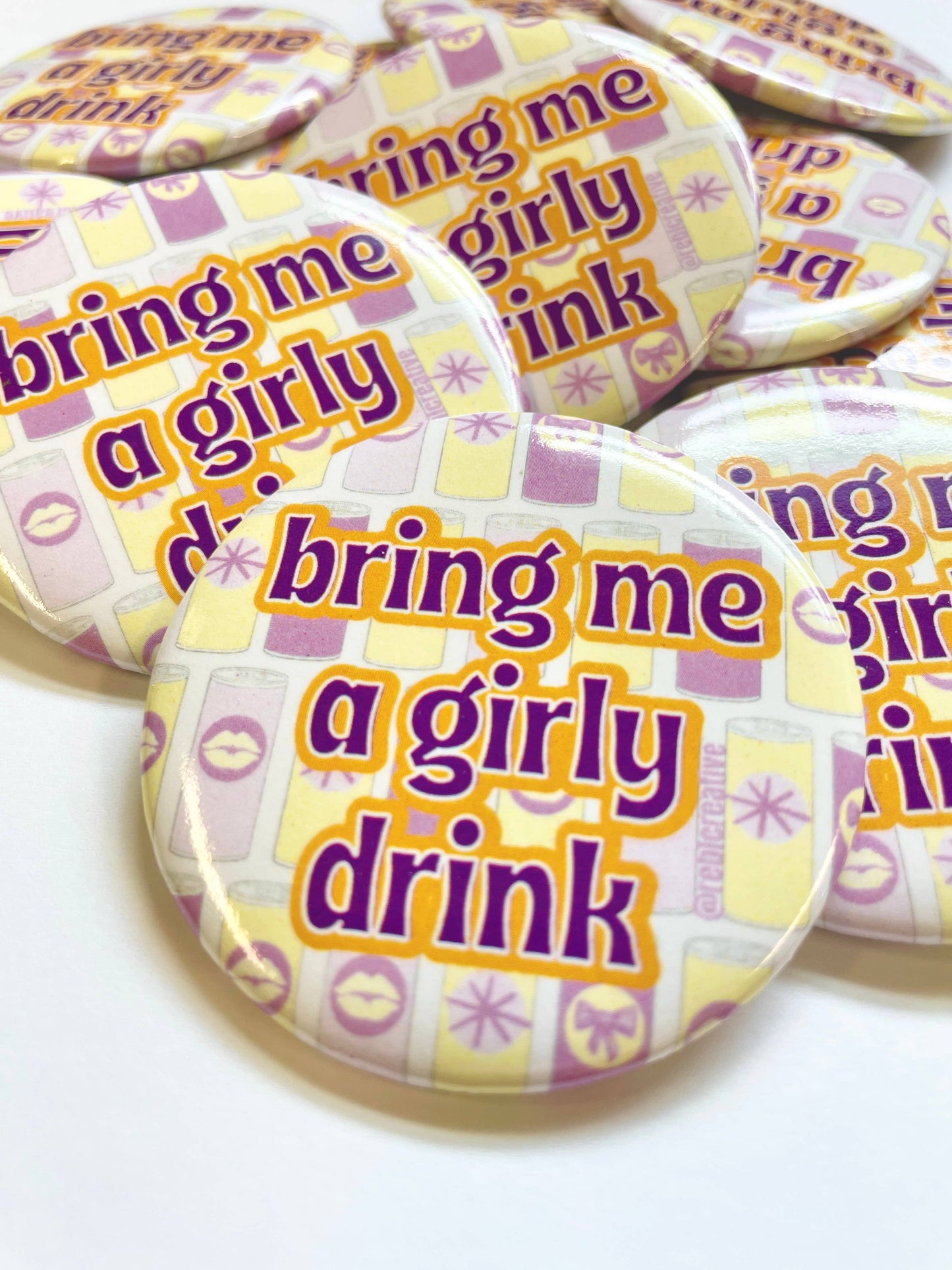 Girly Drink - Purple & Yellow - Game Day Button