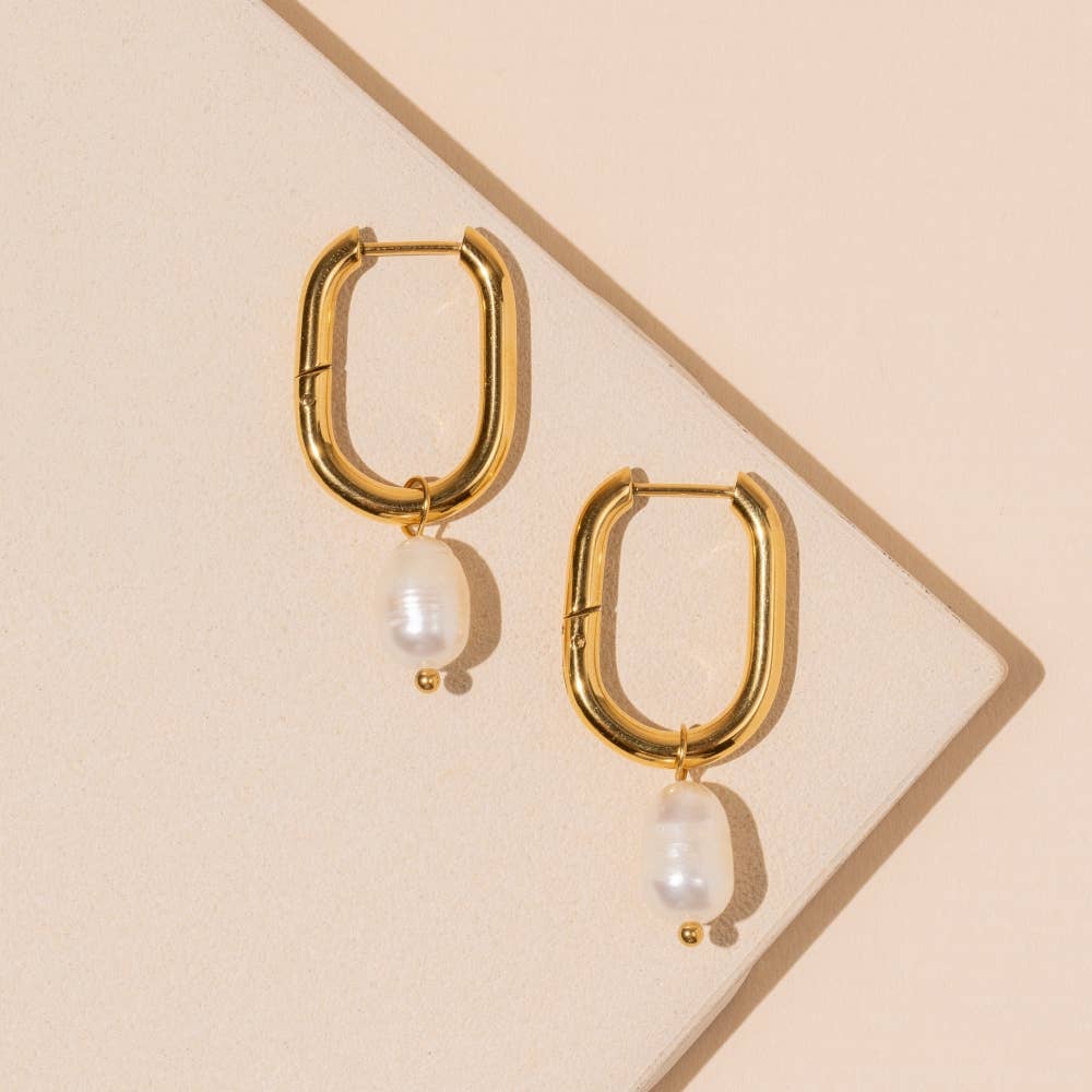 Gold Pearl Drop Earrings