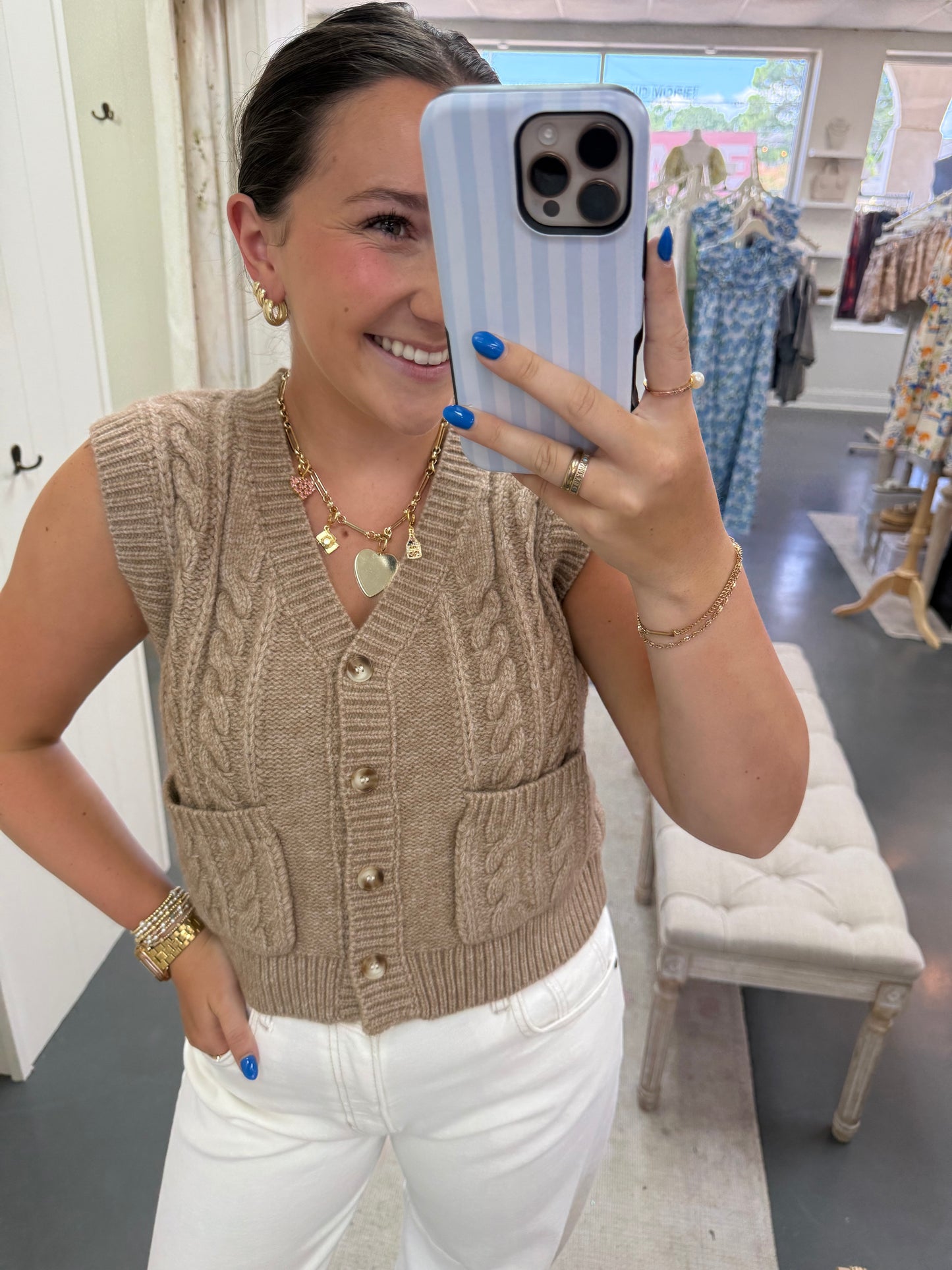 Detailed Mocha Sweater Vest