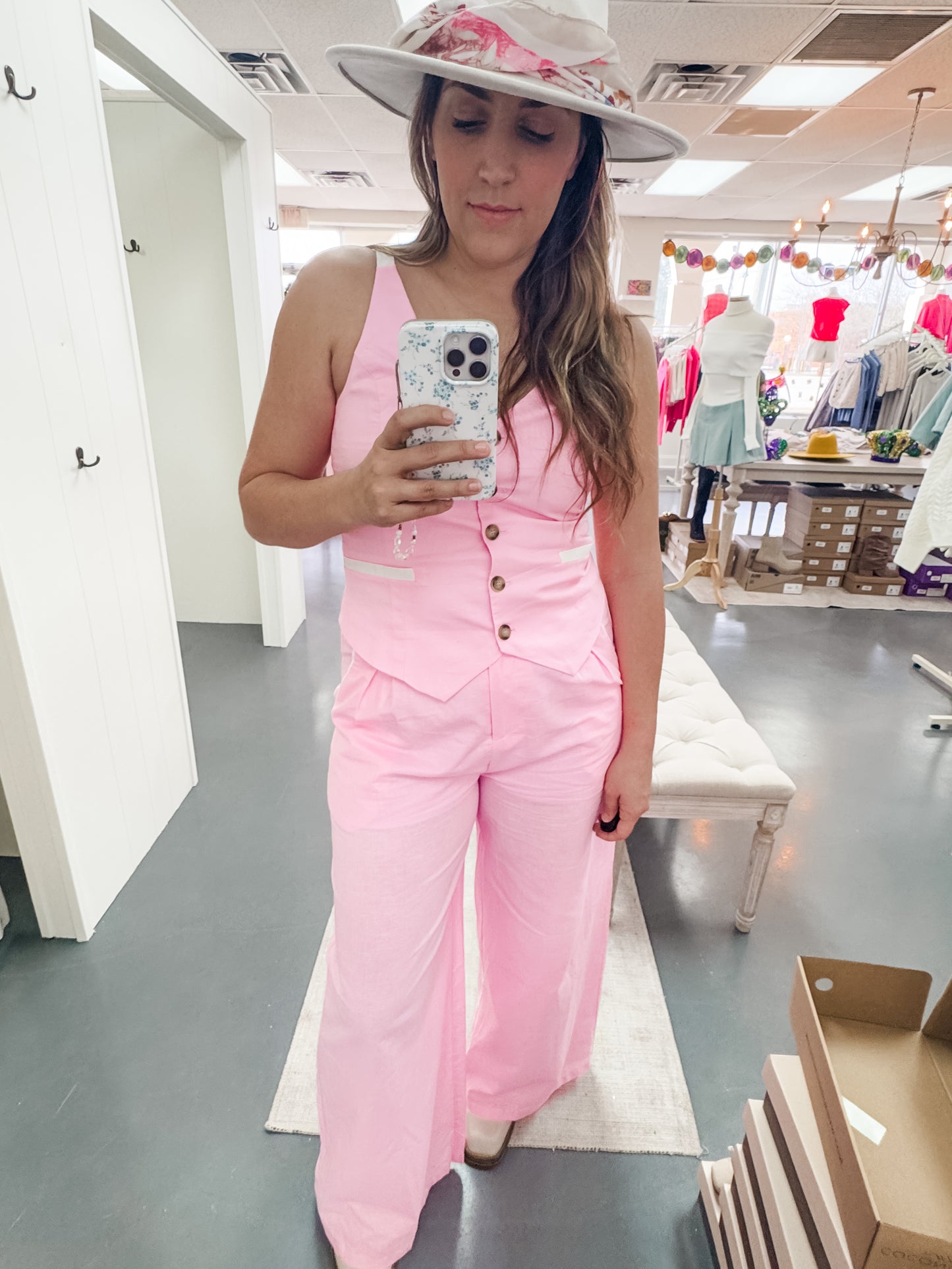 Powder Pink Linen Set Bottom