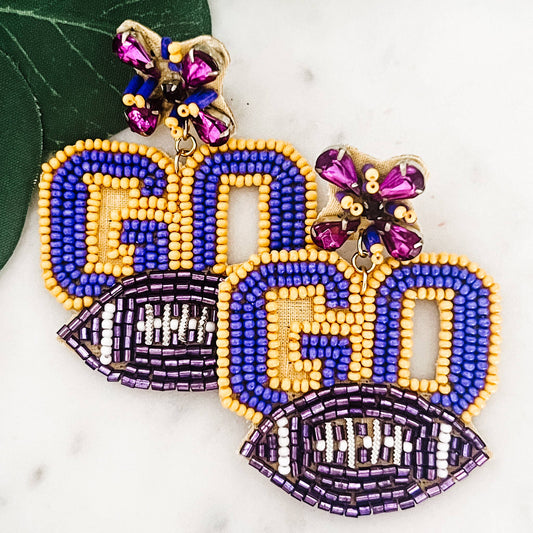 GO Football Beaded Earrings