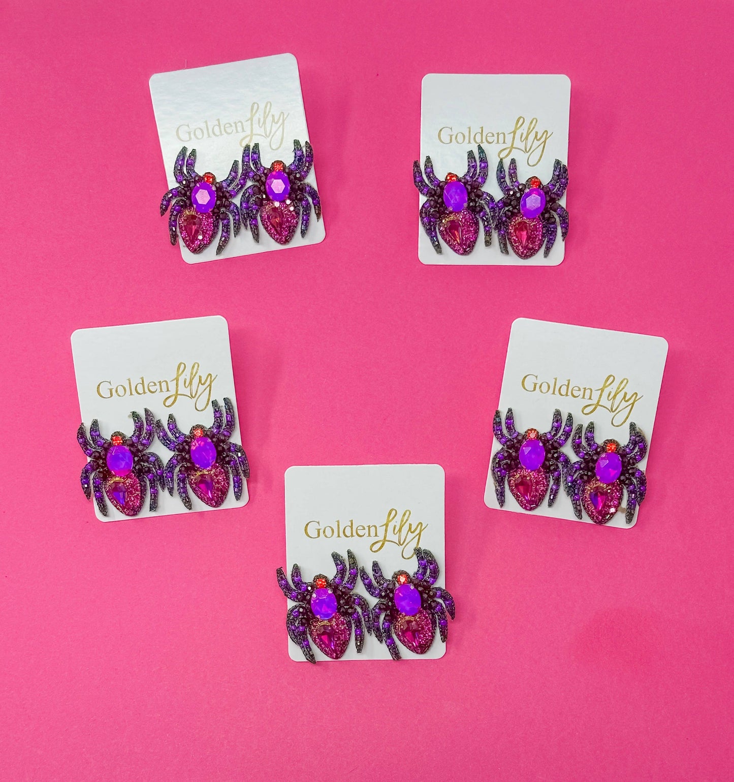 Halloween Rhinestone Spider Stud Earrings