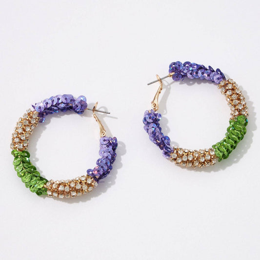 Mardi Gras Hoop Earrings