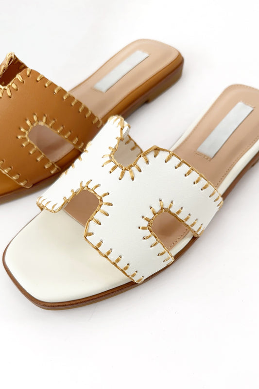 Beach Chic White Stitch Sandal