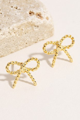 Bow Knotted Gold Earrings