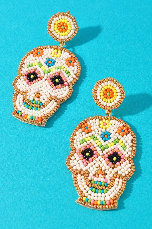 Halloween Beaded Skull Earrings