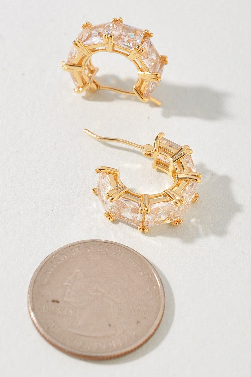 Gold Dipped Crystal Hoop Earrings