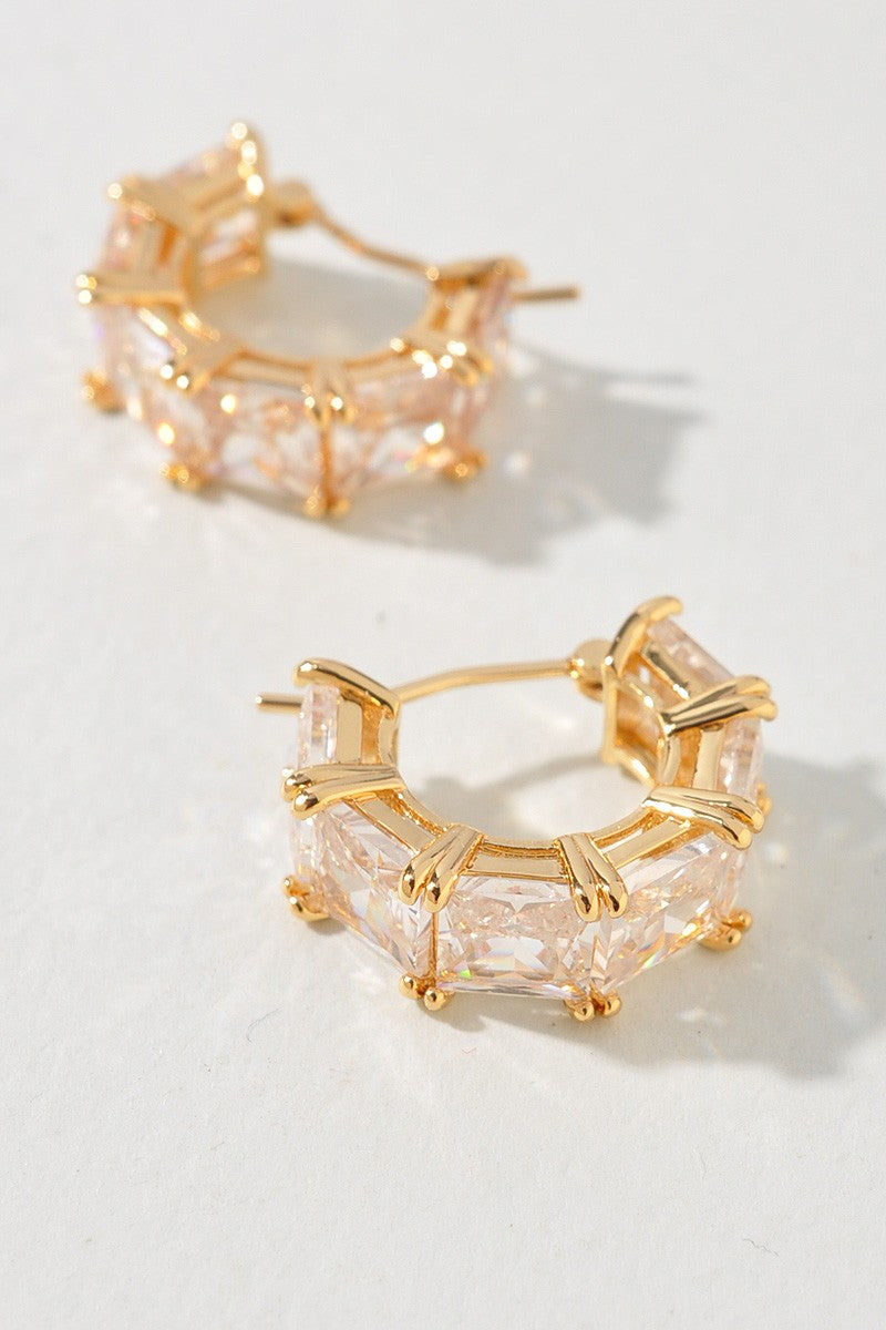 Gold Dipped Crystal Hoop Earrings