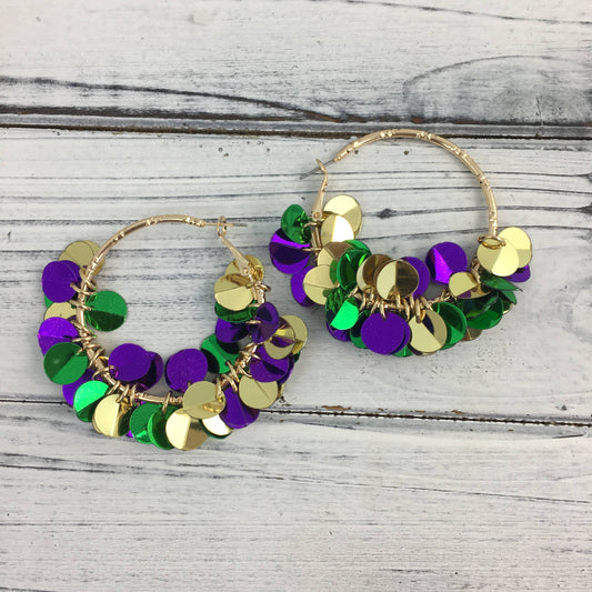 Mardi Gras Confetti Hoop Earrings