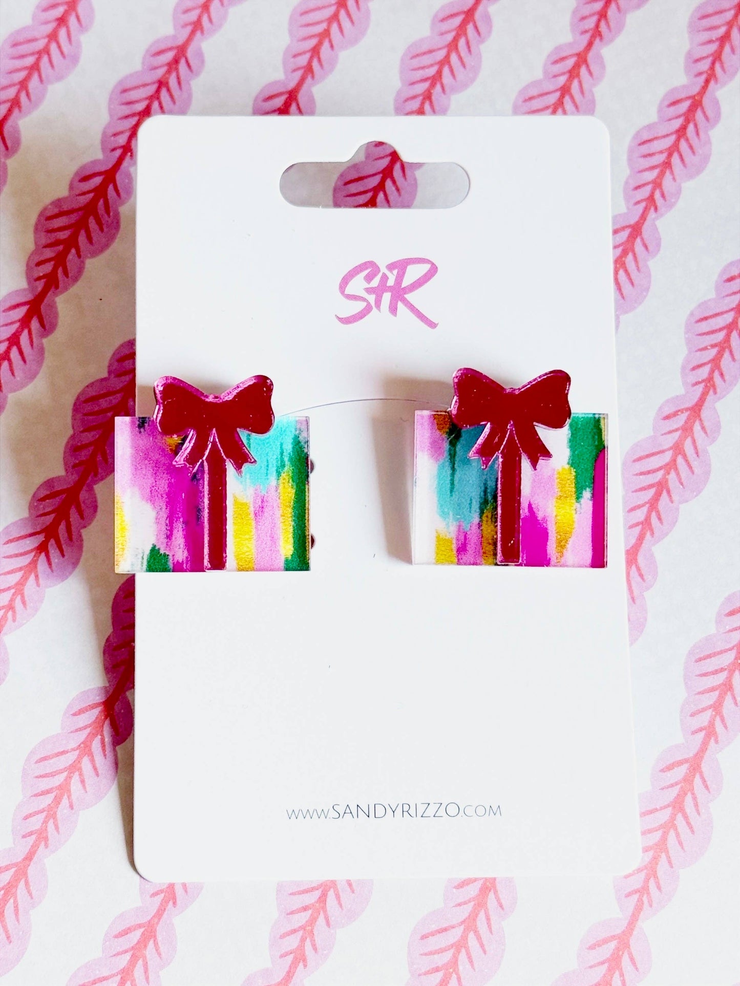 Color Play Acrylic Christmas Present Stud Earring