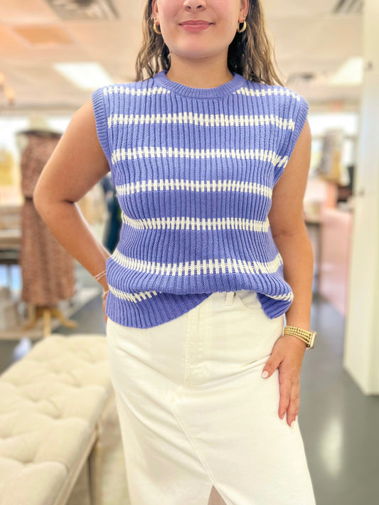 Purple & White Stripe Top