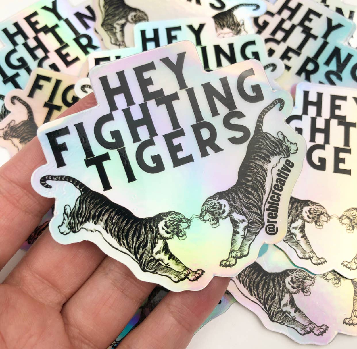 HOLOGRAPHIC STICKER - Hey Fighting Tigers