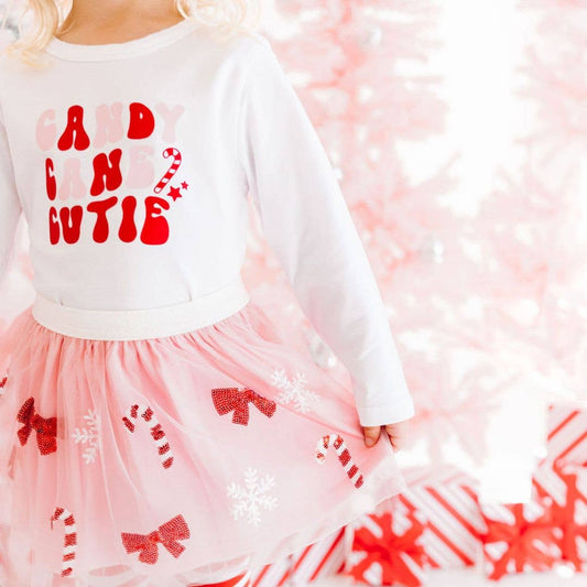 Candy Cane Cutie Sequin Christmas Tutu - Dress Up Skirt