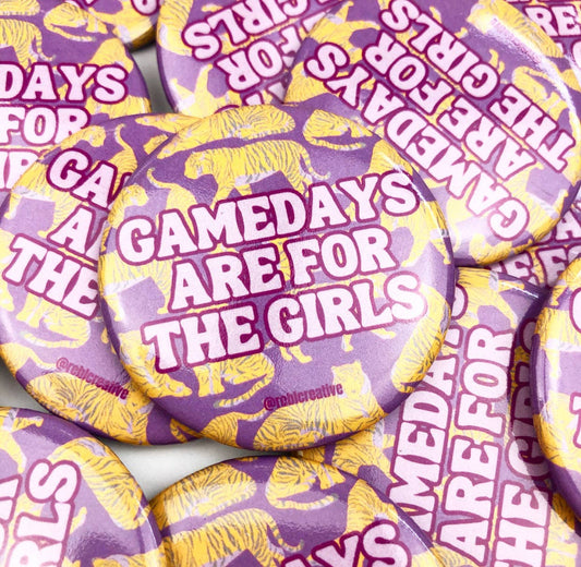 Gameday Girls - Purple & Gold Tigers - Game Day Button