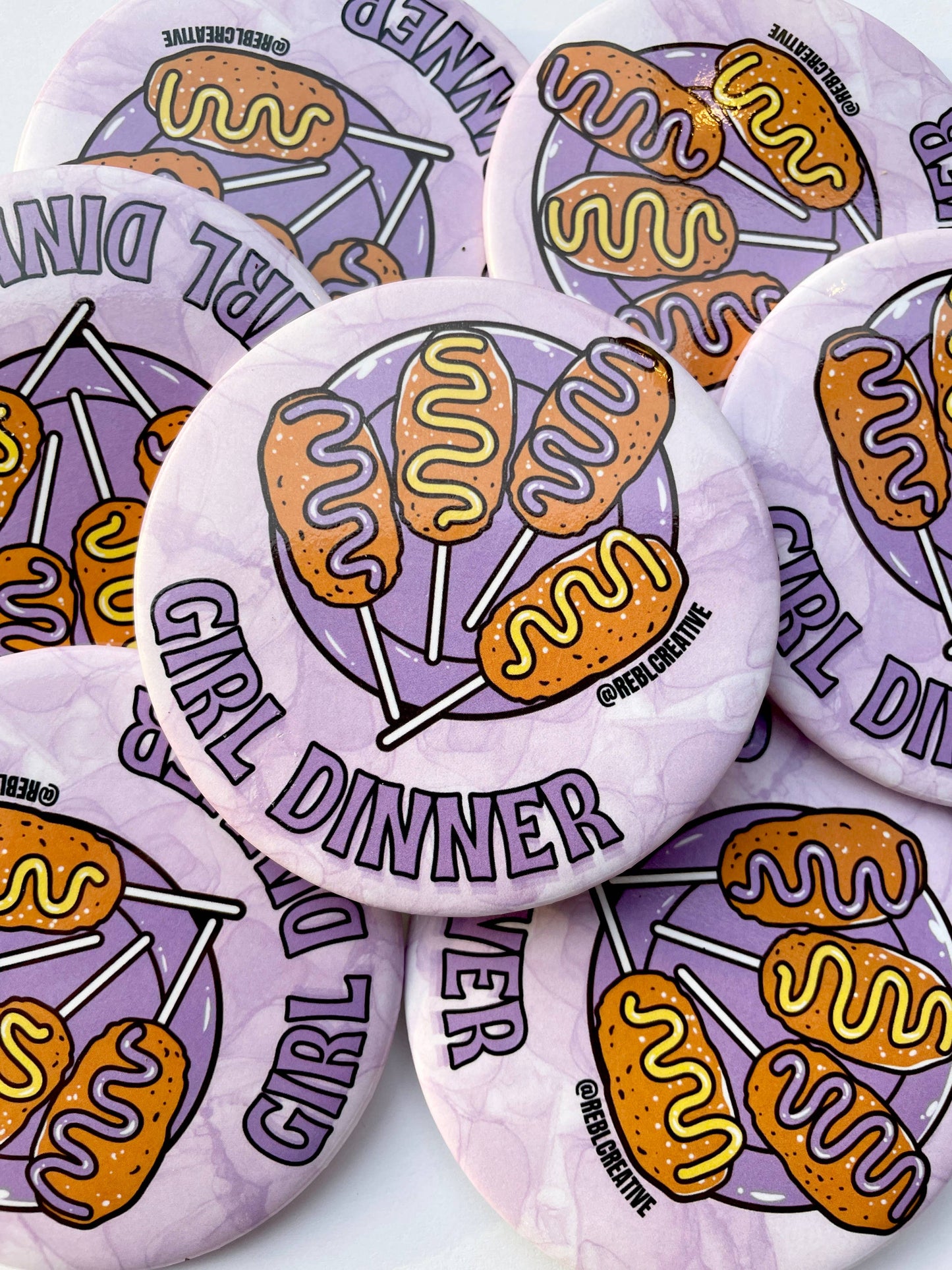 Girl Dinner - Purple & Yellow - Game Day Button