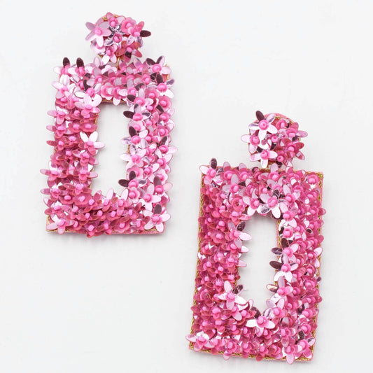 Pink Floral Statement Earrings