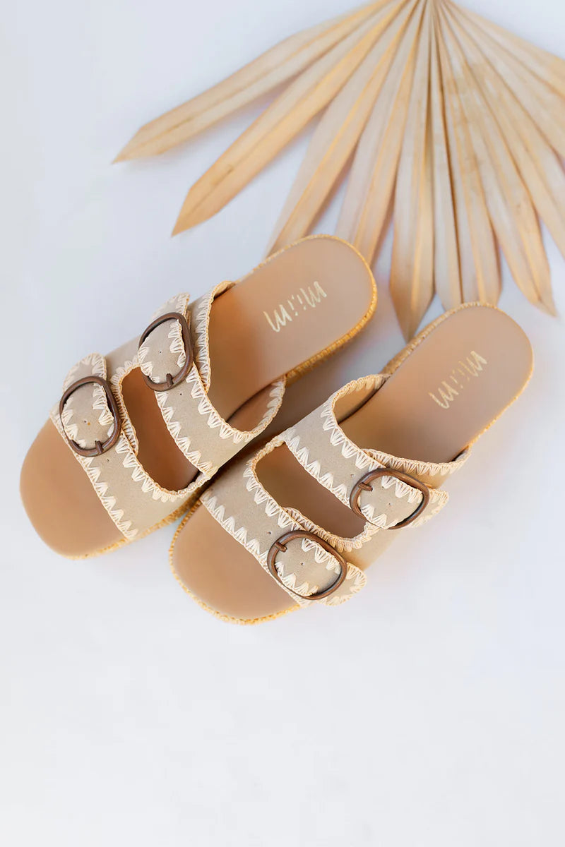 Slide-On Beige Platform Sandals