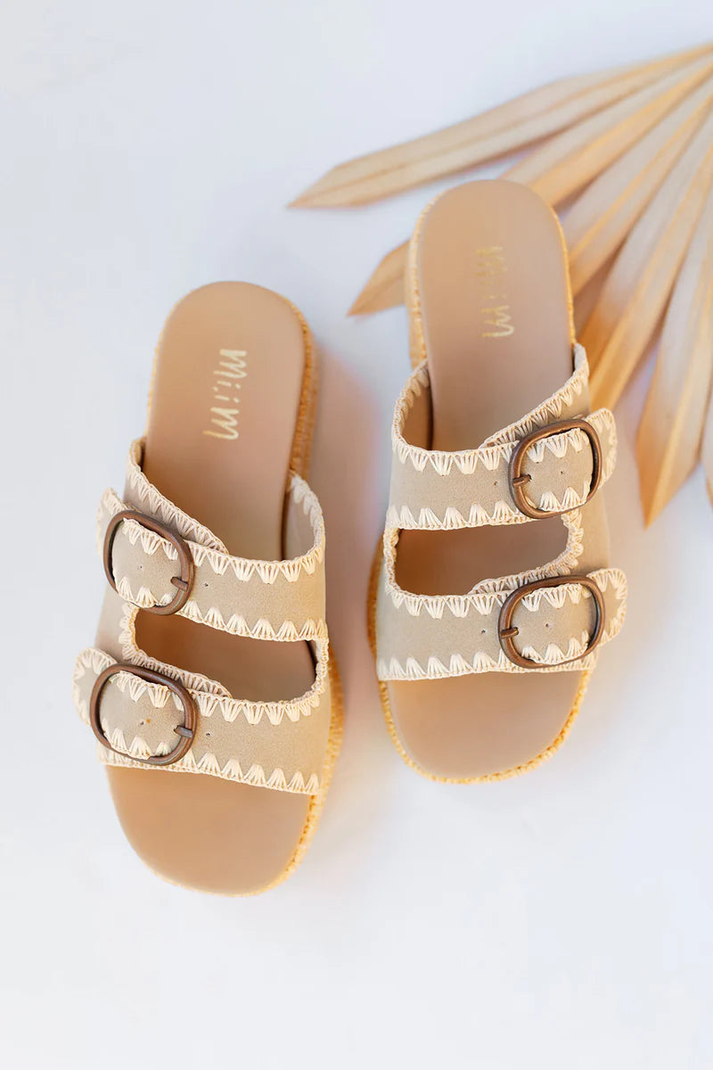 Slide-On Beige Platform Sandals