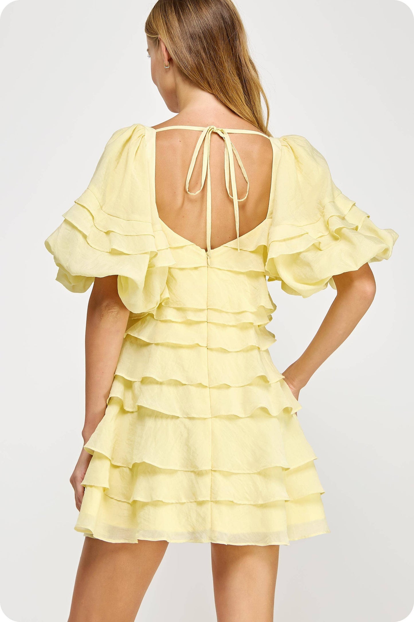 Tiered Ruffle Lemon Dress