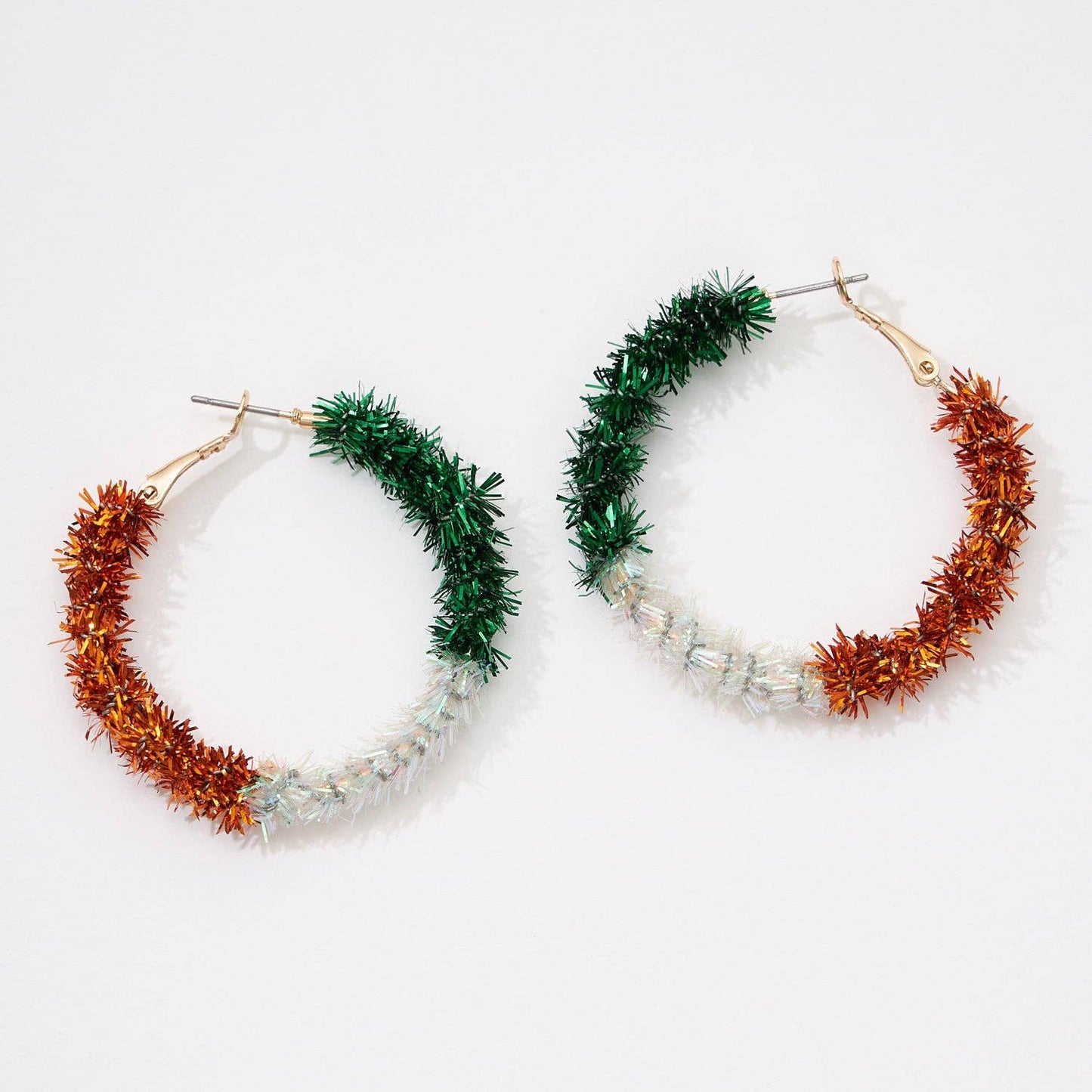 Tri-Color Irish Tie Hoop Earrings