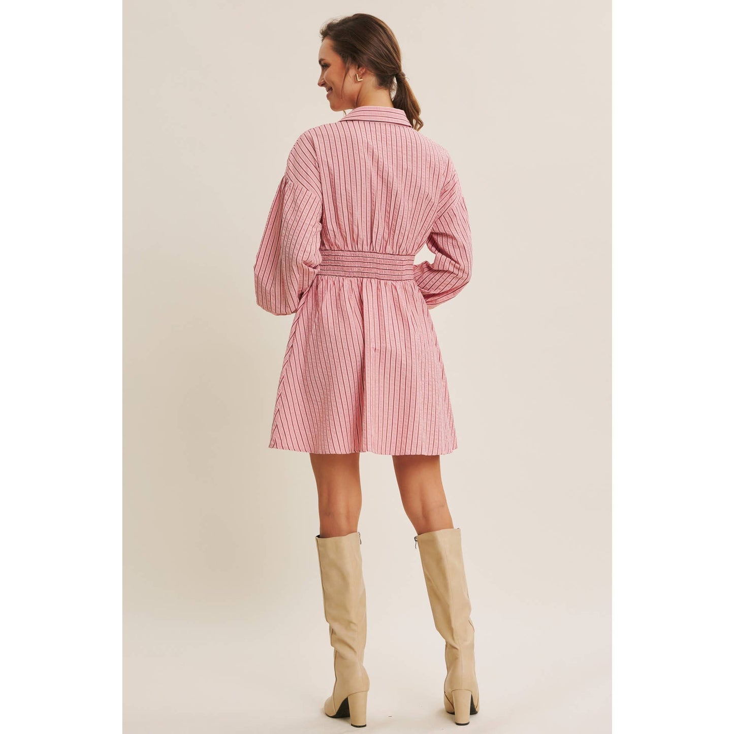 Cooler Days Strawberry Pink Stripe Dress