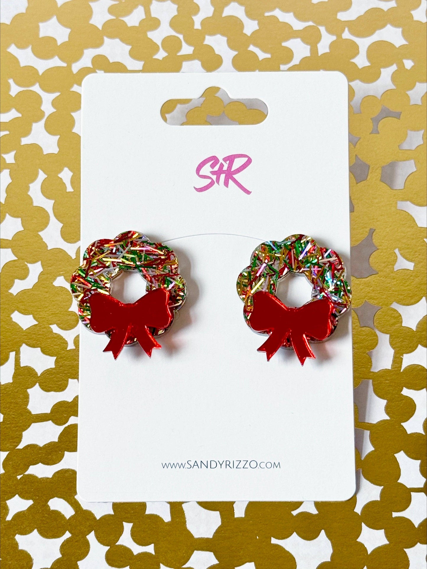 Tinsel Acrylic Wreath Stud Earring