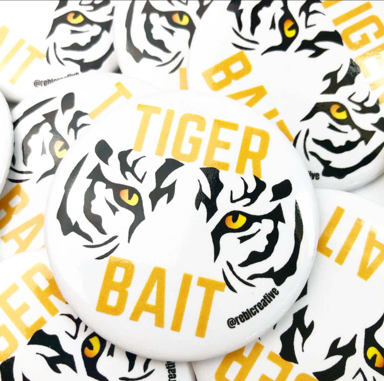 Tiger Bait - White - Game Day Button
