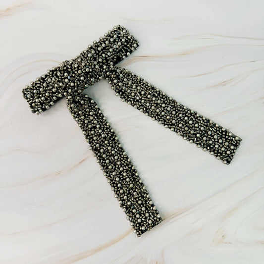 Luxe Beaded Bow Hair Clip