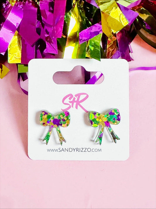 Mardi Gras Bow Stud