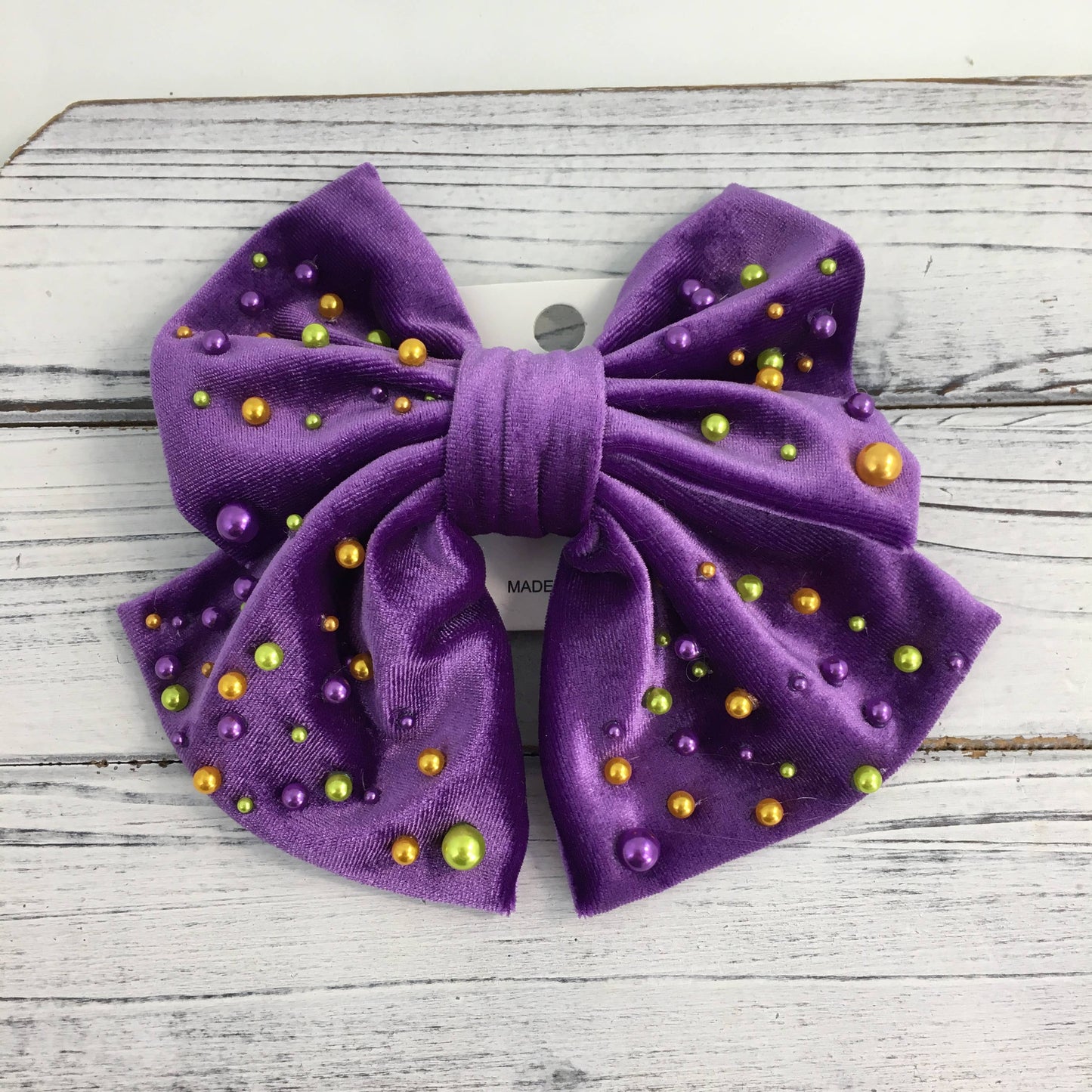 Purple Velvet Mardi Gras Bow