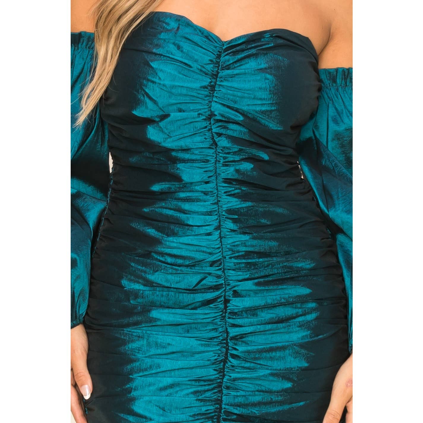 Shimmy & Shine Midnight Blue Ruched Cocktail Dress