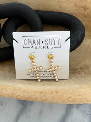 Pearl Cross Earrings