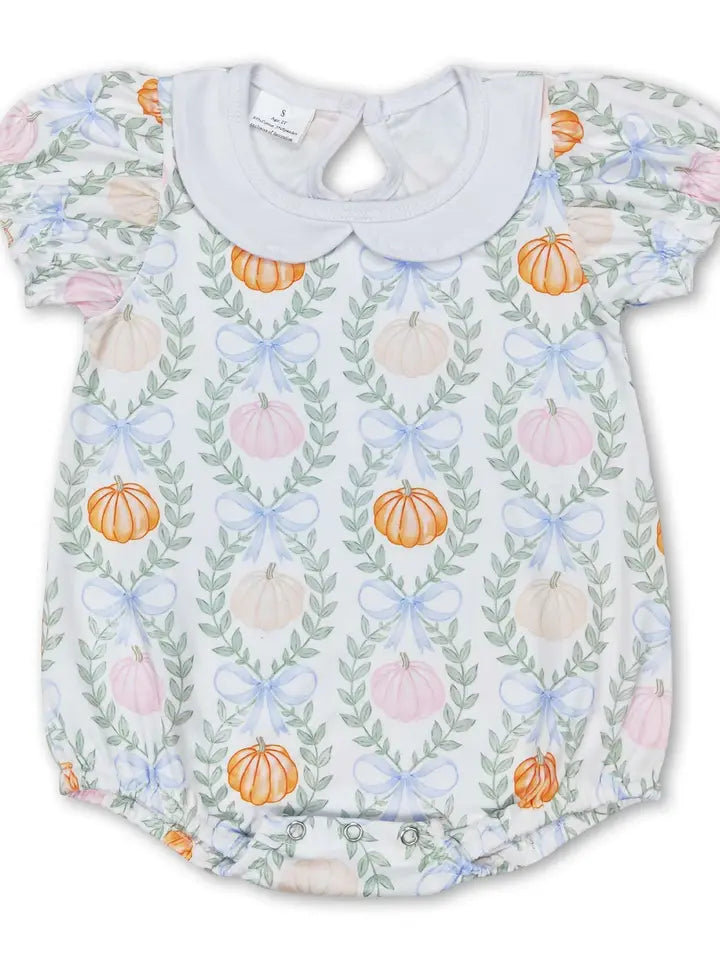 Baby Girl Pumpkin Bow Bubble